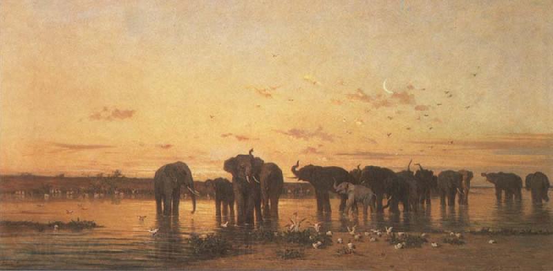 Charles Tournemine Elephants at Sunset Germany oil painting art